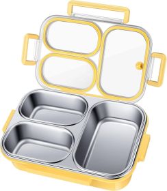 Stainless Steel Lunch Box for Kids & Adults - 25 oz - Leakproof 3 Compartment Metal Lunch Container - 18/8 Stainless Steel Bento Box - Ideal for