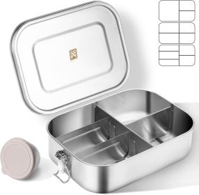 47QZ Stainless Steel Bento Box with 5 Compartments,1400ml Large & Thickened Metal Lunch Box for Kids or Adults